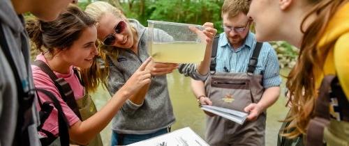 生物系学生进行实地研究